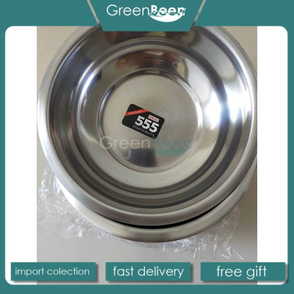 6 pcs baskom isi 6 pcs ukuran 24cm/ panci/waskom stainless merk 555 - GREENBEEN