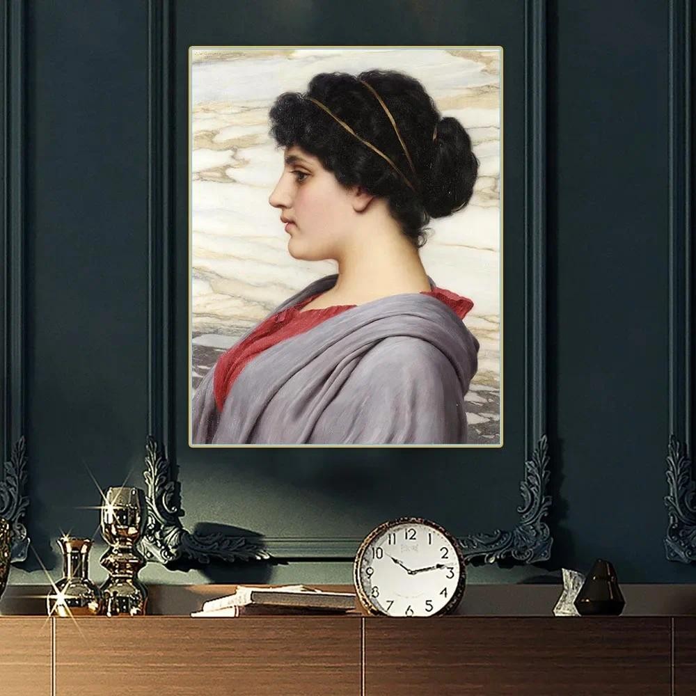 

John William Godward "Girl's profile" Famous Canvas Oil Painting Aesthetics Artwork Picture Hanging Decor Home Decoration