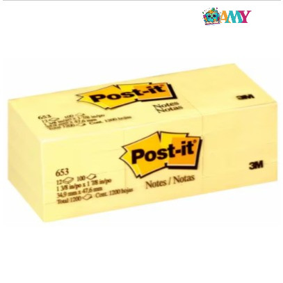 

(1PAK) 3M POST IT 653 YELLO NOTE 12PCS AMY STASIONARY