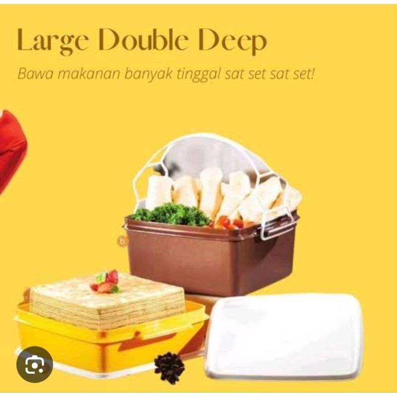Large double deep rantang Tupperware 2L dan 4L