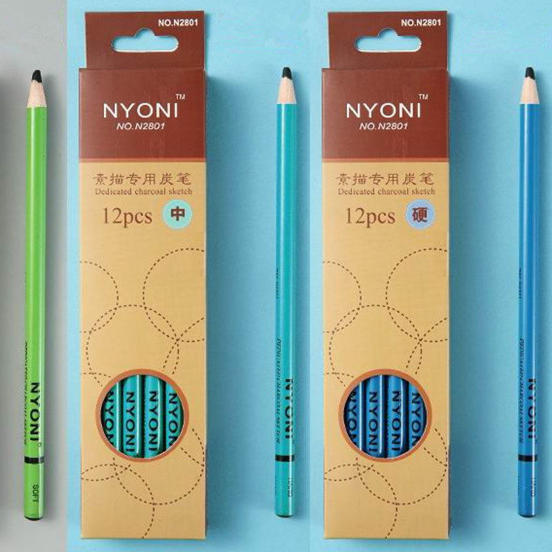 

12pc New Gift Set Wooden Lead Professional Drawing Art Sketch Charcoal Pencils