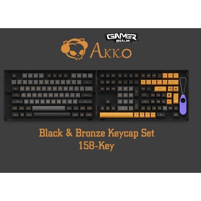 Akko Black & Bronze ASA Profile 158 Set PBT DBS Mechanical Keycaps