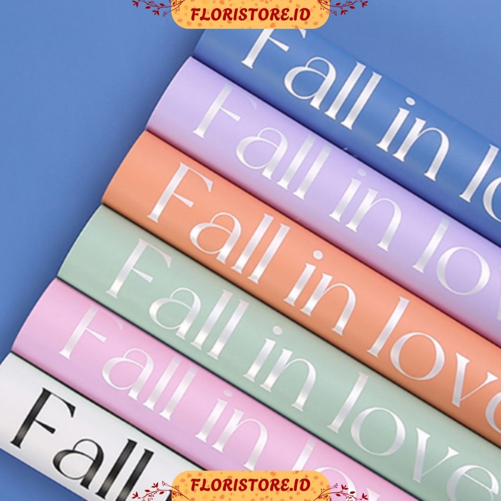 

FALL IN LOVE MOTIF PAPER / CELLOPHANE / FLORIST PAPER / KERTAS BUKET BUNGA / WRAPPING WRAPPER