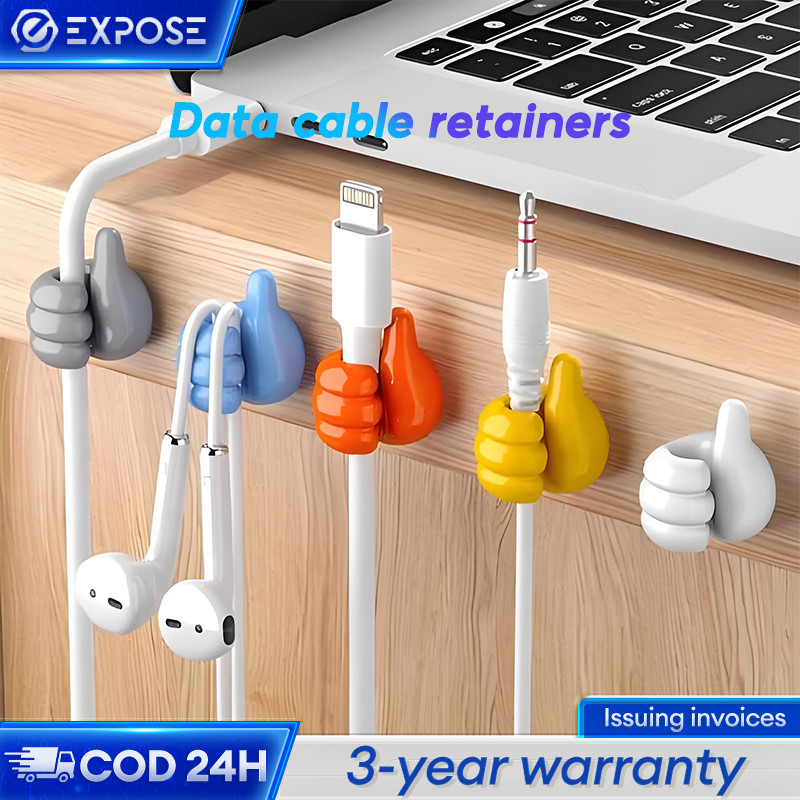 

Data cable storage retainer charging cable thumb hook cable manager desktop tableside hub artifact