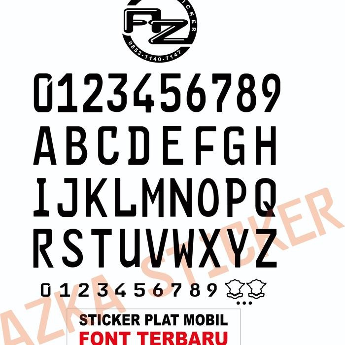 STICKER PLAT MOBIL FONT  - Hitam