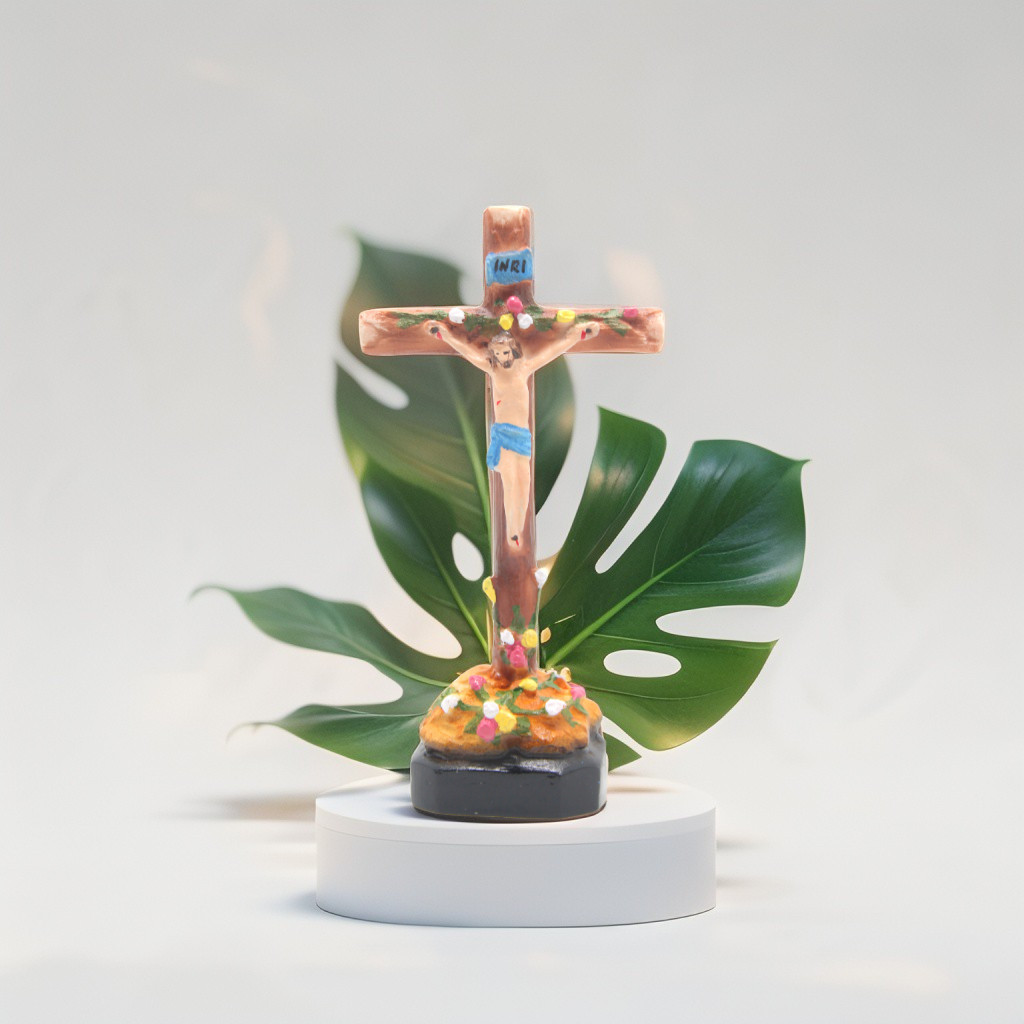 SALIB DUDUK MOTIF MAWAR / SALIB DUDUK KATOLIK / SALIB MEJA KATOLIK