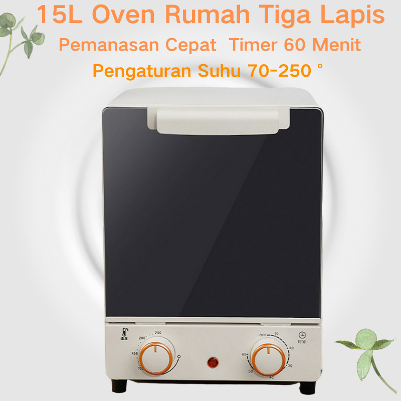 Oven Listrik Multifungsi 15L Mesin Pembuat Roti dan Kue Kapasitas Besar untuk Rumah Tangga dengan Ce