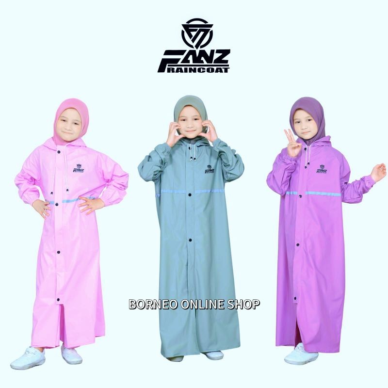 JAS HUJAN GAMIS ANAK MUSLIMAH RAINCOAT MANTEL HUJAN GAMIS ANAK PEREMPUAN BAHAN PVC ANTI REMBES KUAT 