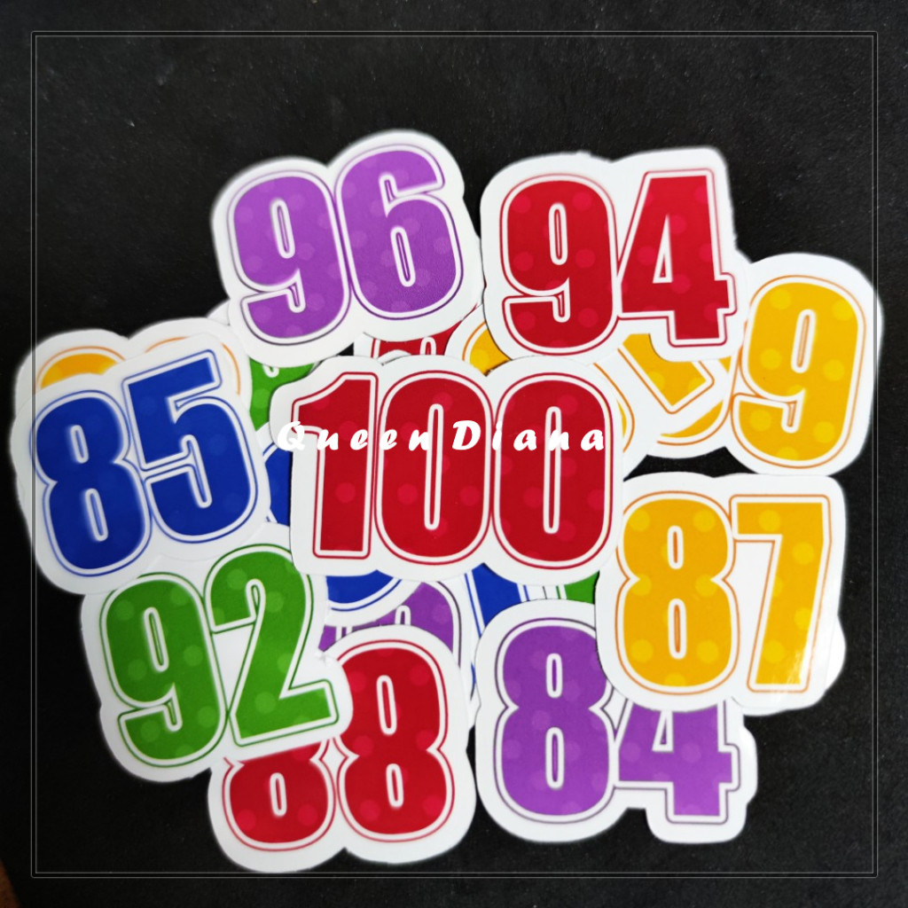 

Stiker A3 Angka 1-1000 Sticker Glossy Gambar Angka Stiker Murah Warna Warni Isi 20 Pcs