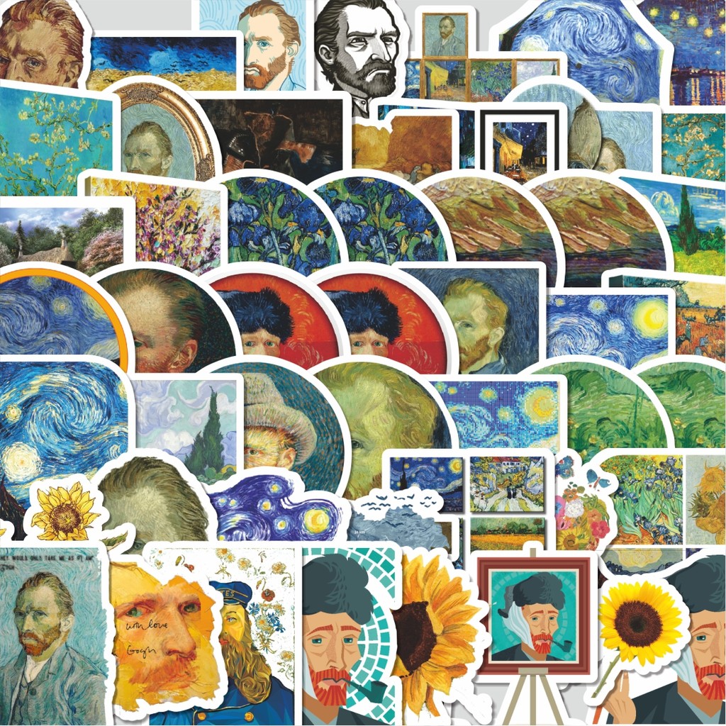 

Stiker Cutting Pack Stiker Van Gogh Art Q-2 Mini Diary Manual Isi 100Pcs Series Aesthetic Lucu Keren Untuk Koper Bahan Vynil