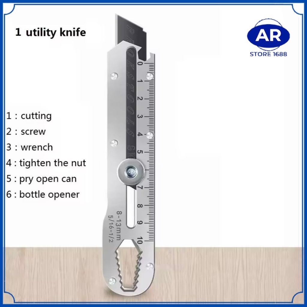 

AR GROSIR Pisau Cutter Stainless Besi 9in1 Cutter Stainless Pemotong Kertas Tajam Anti Karat