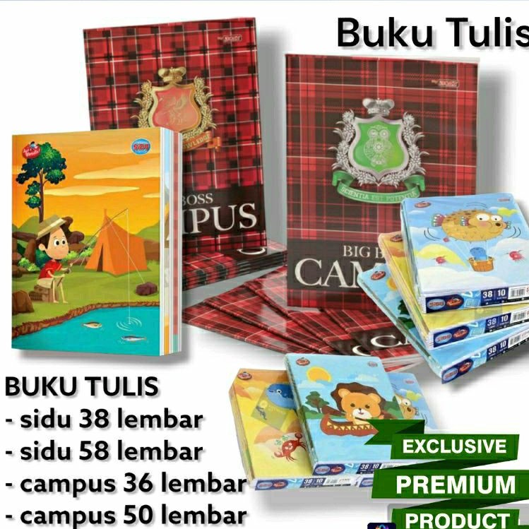 

( 10 pcs ) BUKU TULIS campuss bigboss ,sinar dunia / sidu 38 lembar , 58 lembar | buku tuli murah ,buku tulis vision