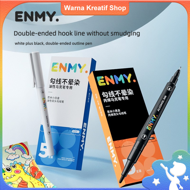

Spidol ENMY Double Tip Spidol Outline Tahan Luntur Marker Akrilik Berbasis Minyak untuk Art Craft