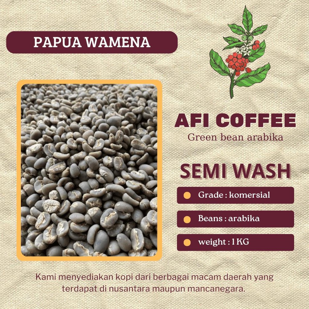 

Green bean arabika Papua wamena semi wash | biji kopi mentah