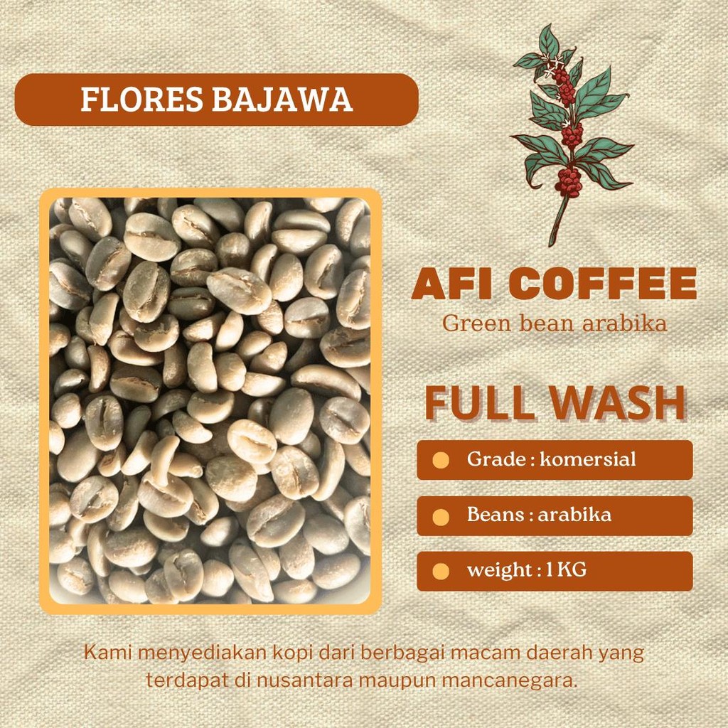 

Green bean arabika Flores bajawa full wash grade1 | biji kopi mentah