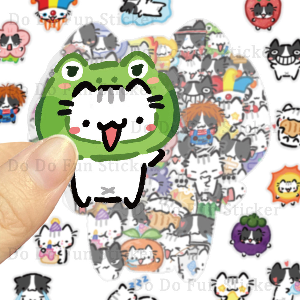 

54PCS Cartoon Kitten Colorful Daily PET Stickers Art Creative Decoration Water Cup Phone Case Guitar Laptop DIY Stickers
