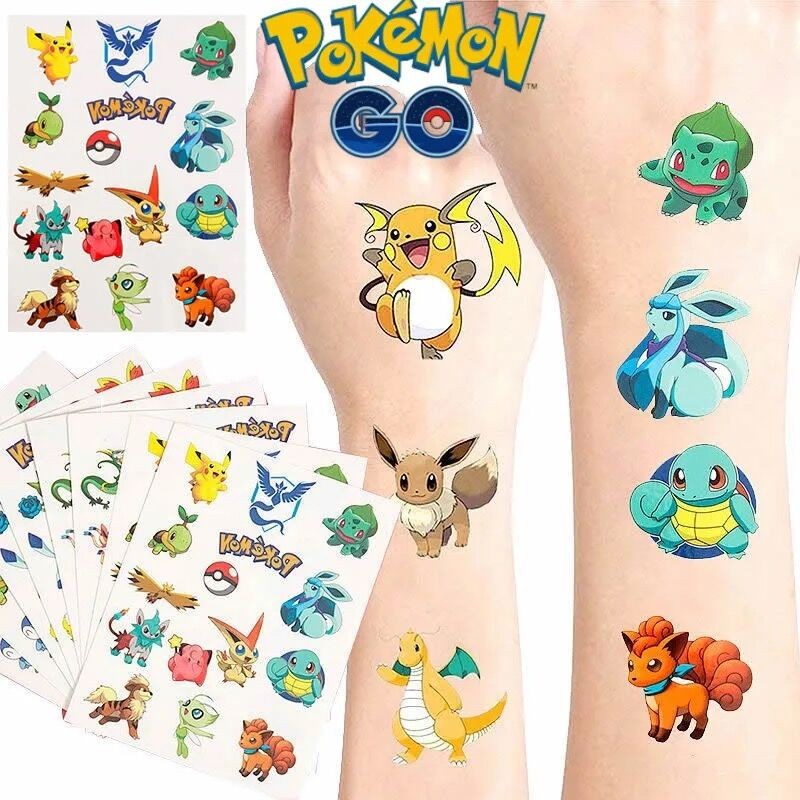 

3PCS Pokemon Original Tattoo Stickers Waterproof Pikachu Sticker Funny Cartoon Kids Girls Birthday Gift Reward Toy