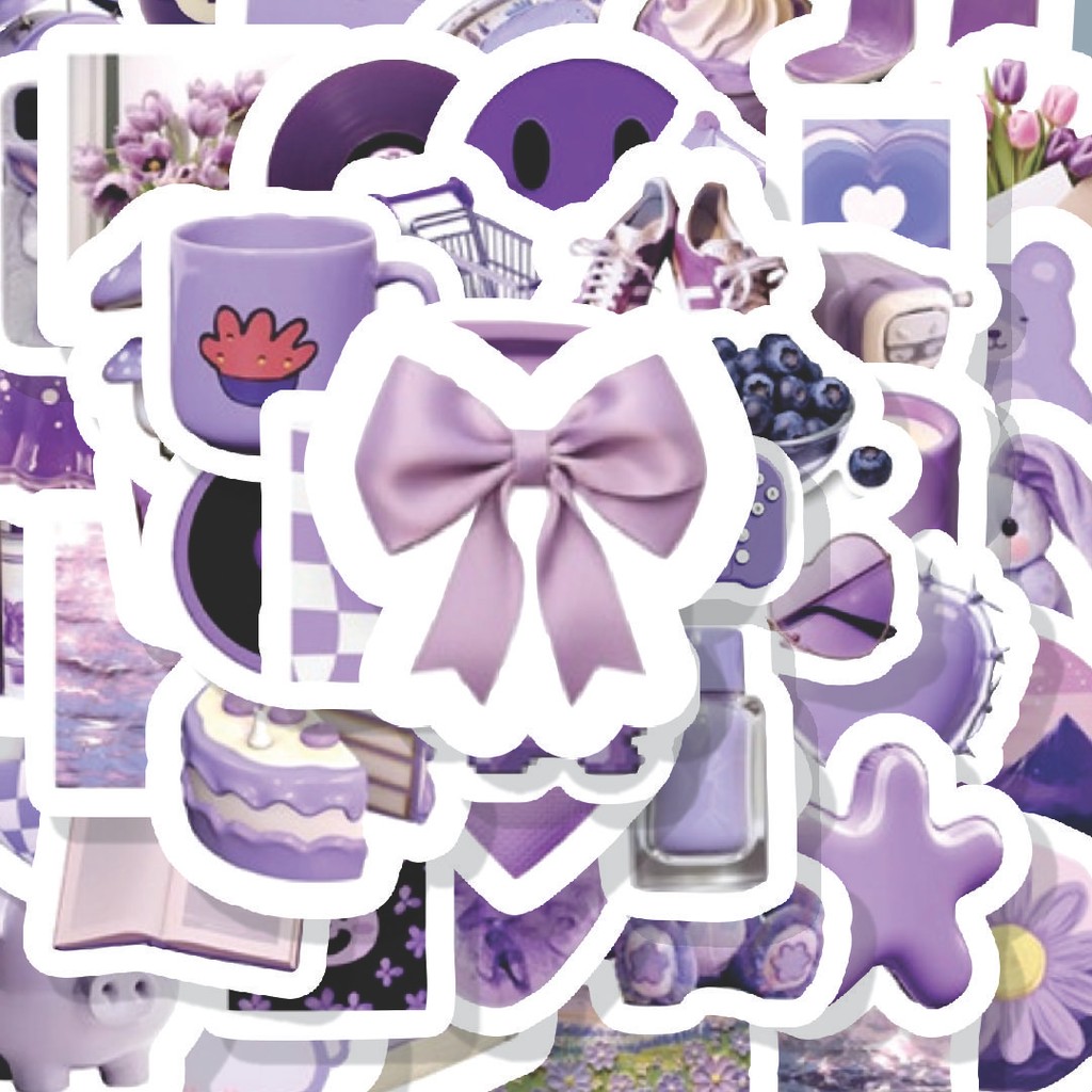 

100PCS Lucu Stiker Instyle Purple Stiker Aesthetic Stiker Anti Air Stikers Berperekat Waterproof sticker decal buat Motor Helm Buku Journal Koper Casing HP Laptop Botol Minum Hadiah anak