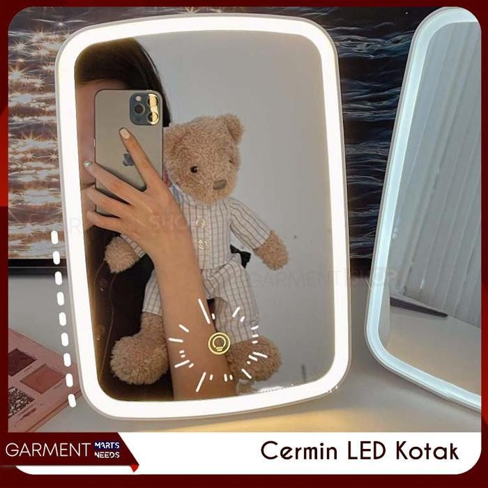 

[Produk Baru Berkualitas Garansi] Cermin Lampu LED Kaca Make Up Meja Rias Kotak Duduk Rechargeable Mirror Touch Screen wajah - No Bubblewrap Paling Laris