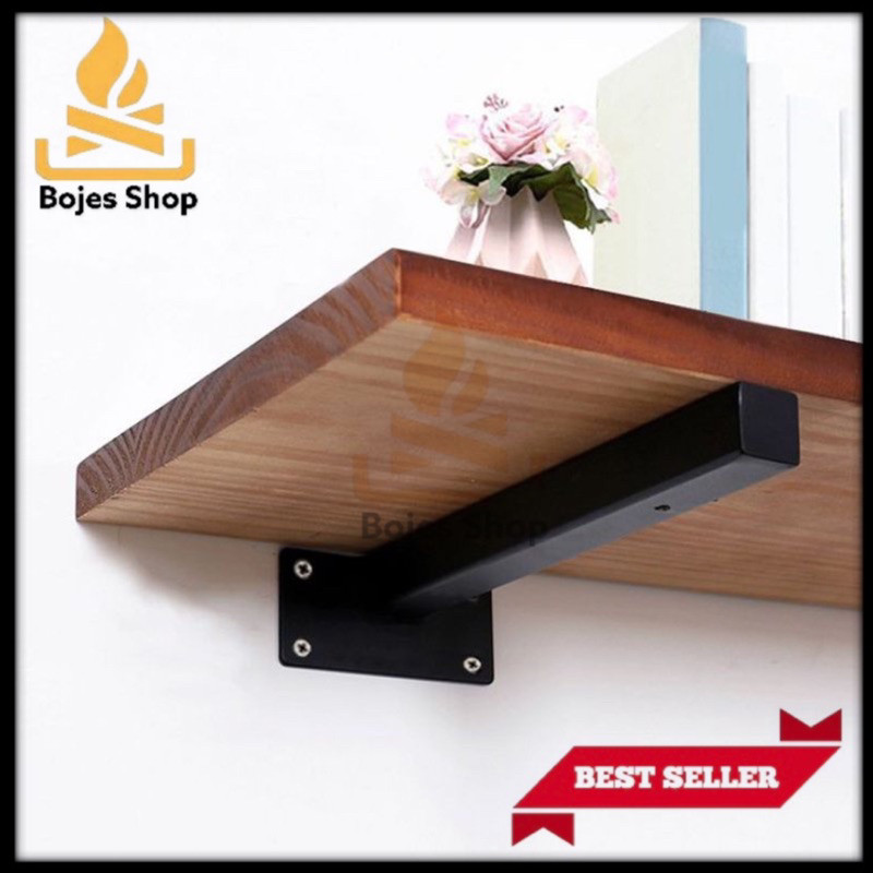 Bracket besi siku penyangga rak dinding ambalan / penyangga rak ambalan bahan hollow