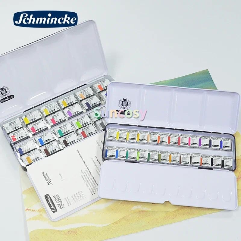 

Schmincke AKADEMIE & HORADAM 12 24 Colors Professional Solid Watercolor Paints/Pigments Half/Full Pan Solid Aquarell Paints