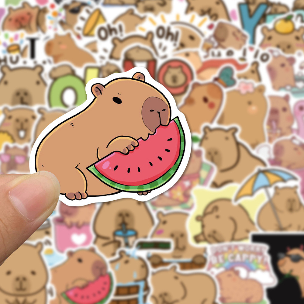 

50PCS Cartoon Cute Capybara PVC Graffiti Stickers Scrapbook Laptop Phone Luggage Diary Waterproof Sticker Toys
