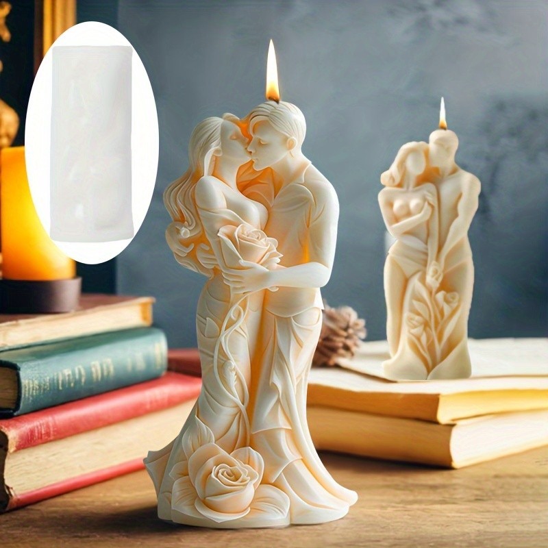 

DIY Couple Aromatherapy Candle Making Silicone Mold, Gift Wedding Plaster Clay Crafts Romantic Ornaments Mold