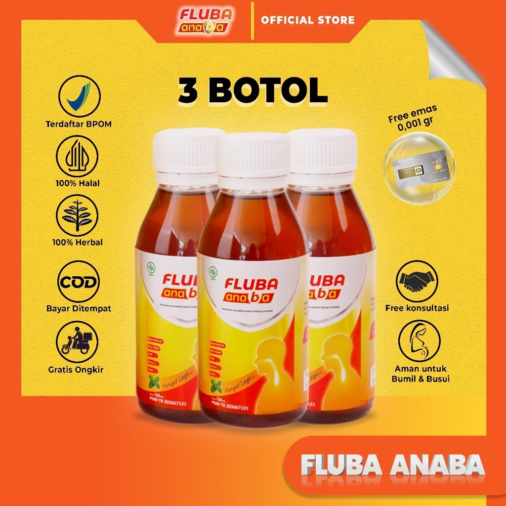 

Fluba Anaba Madu Herbal 3 Botol - 130 ml ASLI Halal BPOM