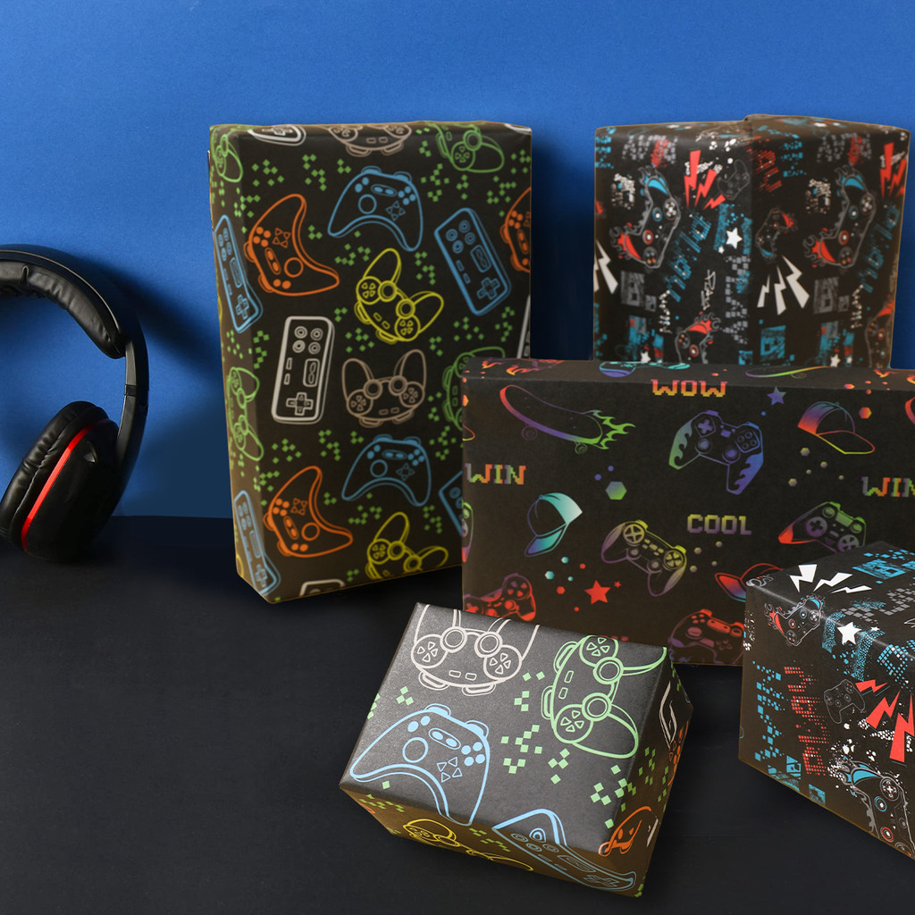 

3/6pcs Video Game Console Wrapping Paper 1st Birthday Party Decor Boy Kids Favors Gift Wrapping Paper Baby Shower Party Supplies