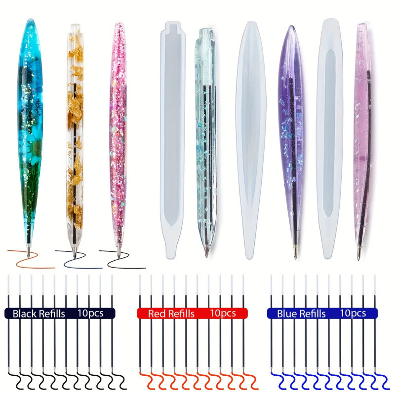 

3Epoxy resin pen-making silicone mold，30Ink Refill，Ballpoint Pen Silicone Mold Resin Casting Mold，ApplicableDIYResin Craft Makin