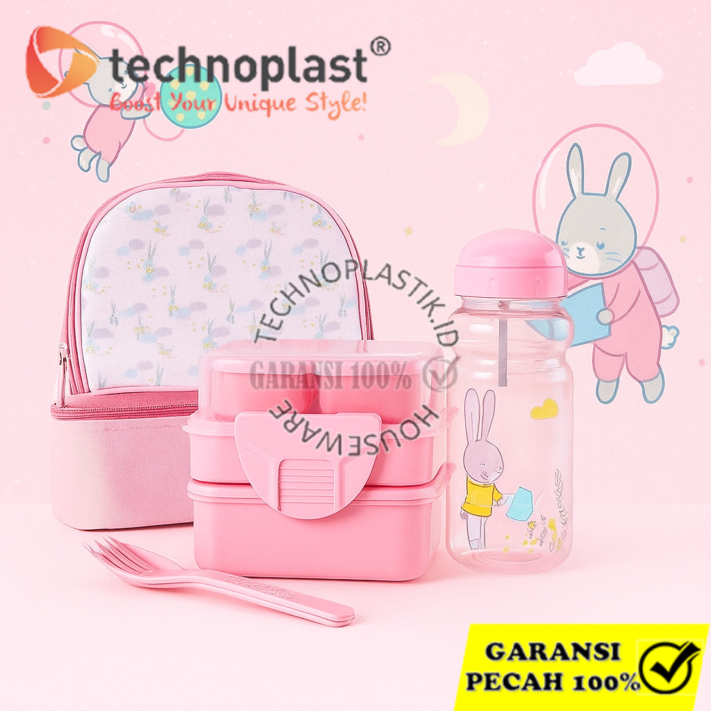 TECHNOPLAST Lunch Box Set Lungo Kids Rabitspace Soft Lunch Kit Lunch Box Set Happy