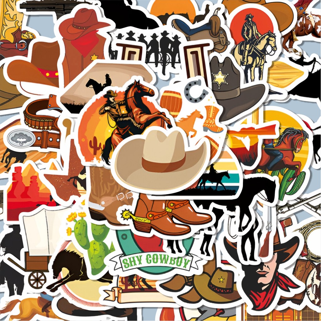 

100PCS Lucu Stiker Cowboy Stiker Aesthetic Stiker Anti Air Stikers Berperekat Waterproof sticker decal buat Motor Helm Buku Journal Koper Casing HP Laptop Botol Minum Hadiah anak
