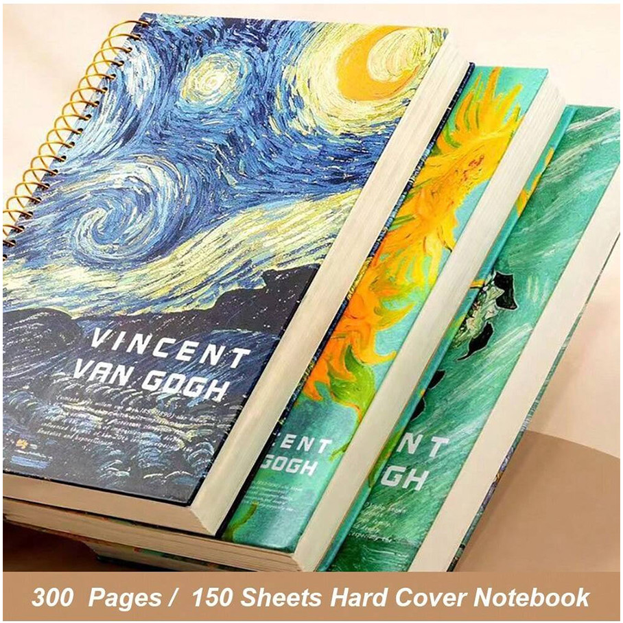 

Van Gogh's Famous Painting Cover Spiral Coil Notebook 300 Pages 150 Sheets B5 Horizontal Line Inner Page Notepad