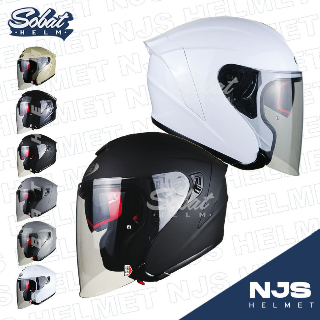 Helm NJS Kairoz SOLID Double Visor Helm Half Face SNI