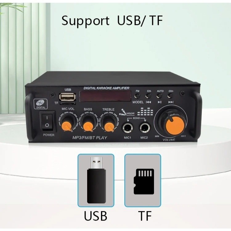 NEW STEREO Amplifier BT-296 ECHO Amplifier Karaoke Bluetoth Power Amplifier Ampli Mini FLECO BT-296