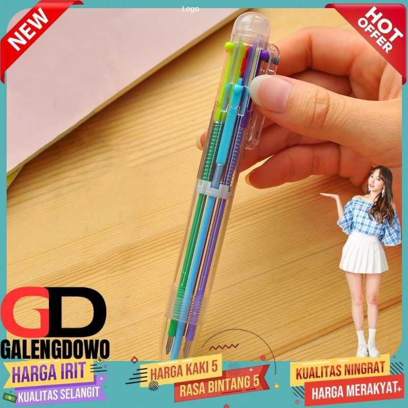 

Pulpen 6in1 Pena Bolpoin Warna-Warni Multi Colored Pen