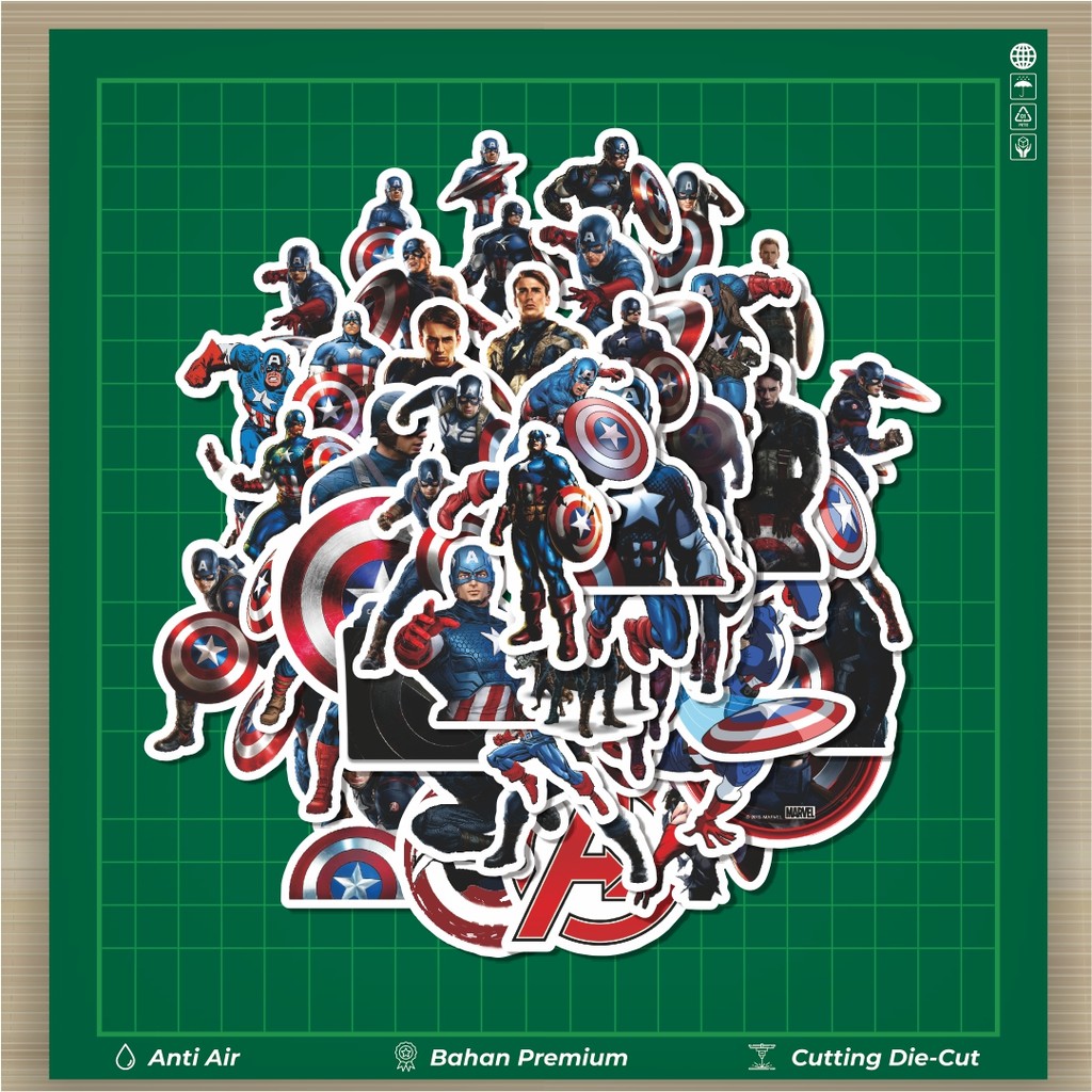 

HOT 50 PCS STIKER Stiker Marvel Series Character Captain Amerika Stiker Fashion Cars Decal Dingin Kartu Album Custom Vinyl Anti Air- Sticker Aesthetic Buku Journal Koper Casing HP Tablet Laptop Helm Motor Botol Minum