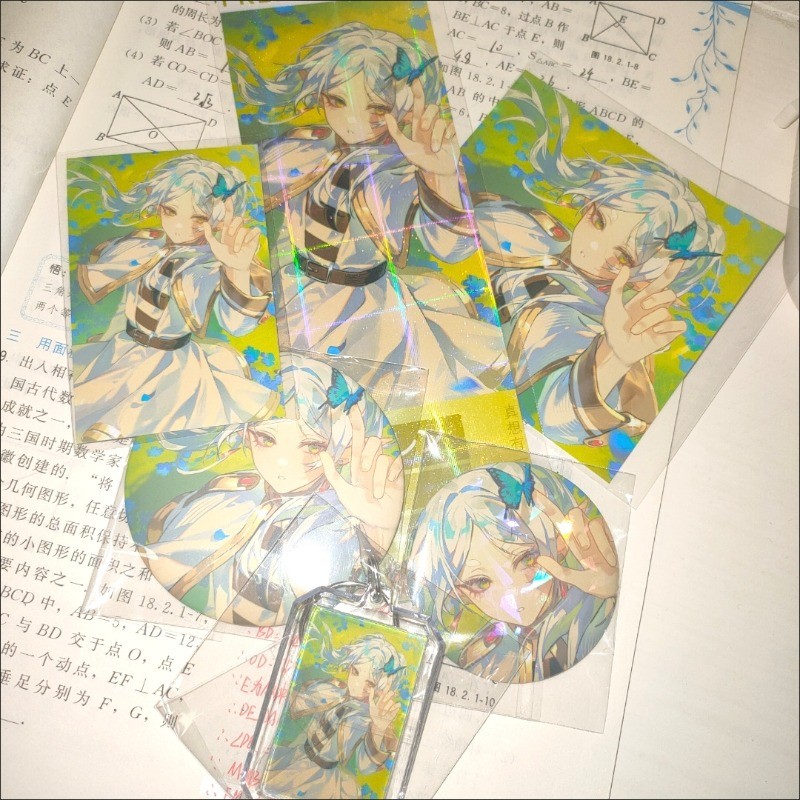 

6Pcs/Lot Cute Anime Gift Bag Collection Toy Cartoon Keychain Laser badge LOMO Card Postcard Laser Card birthday gift