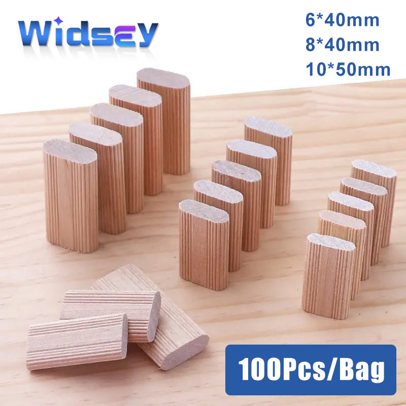 

100Pcs Domino Solid Wood DIY Stripes Tenon Biscuit Joinery Beech Nail Cork Block Wood Board Furniture Butt Tool For Woodwork