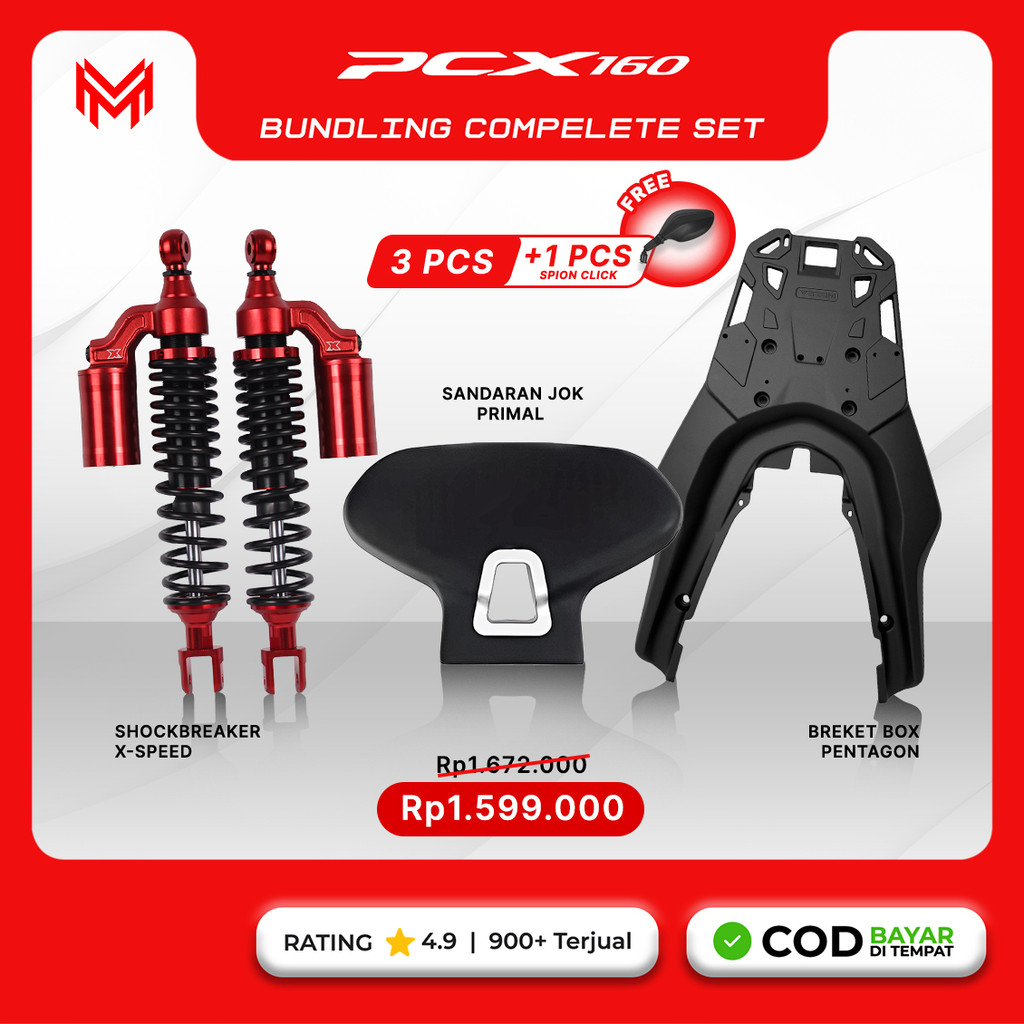X-SPEED Bundling Motor PCX 160 Shockbreaker & Bracket Box-Sandaran Jok +3 PCS Free Spion Complete Se