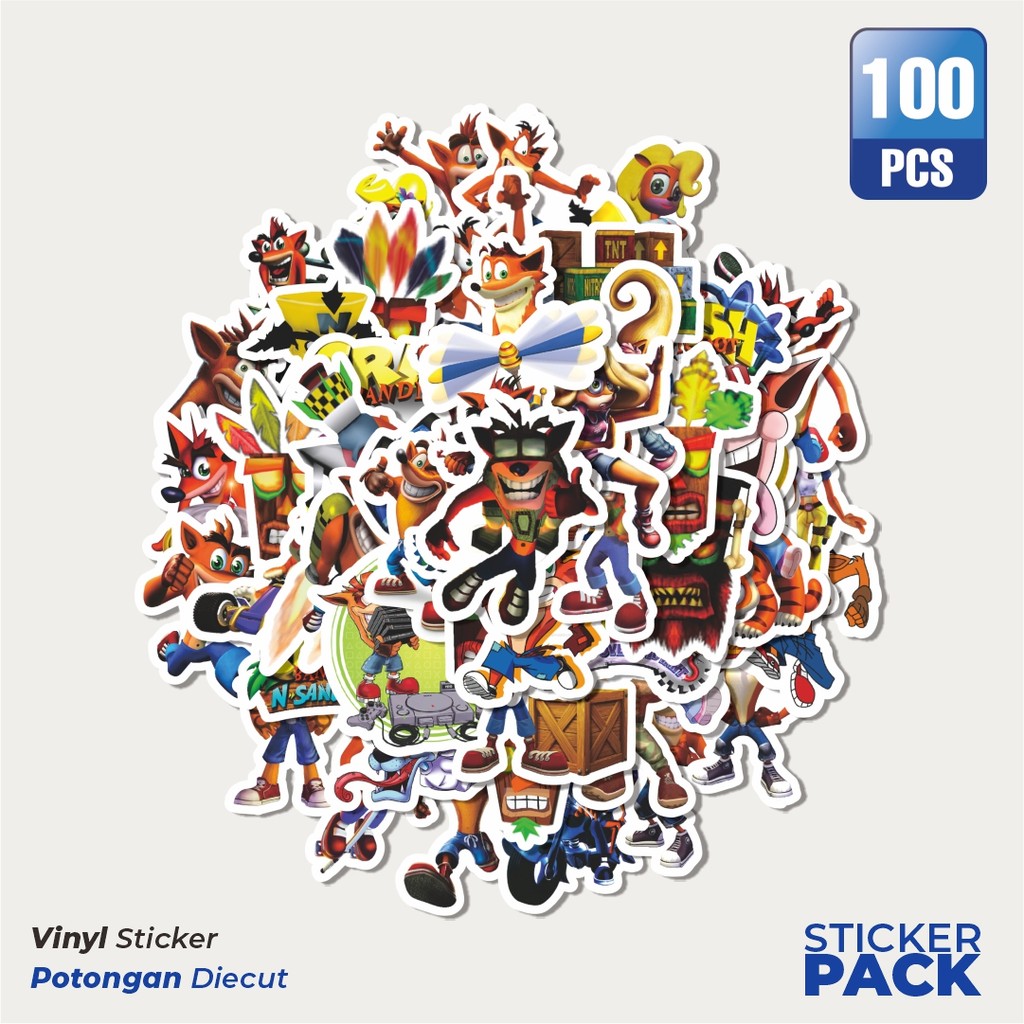 

Super Hemat! 100 PCS Stiker Game Series Crash Bandicoot Character 1 Dekorasi Lucu Kreatif untuk Notebook, Skateboard, HP