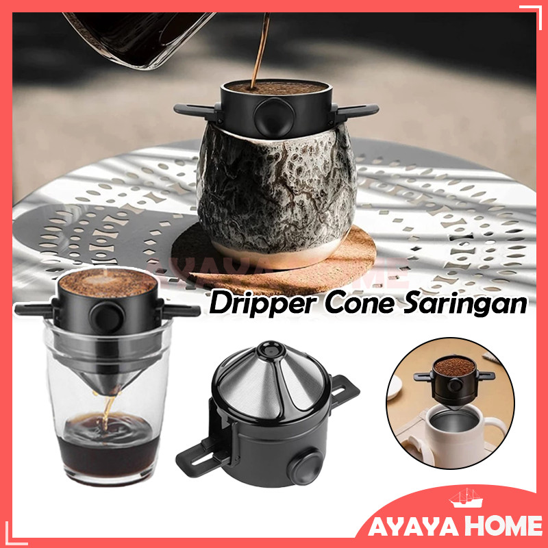 Filter Penyaring Kopi Portable Coffee Drip/Dripper Cone Saringan /Filter Kopi Portable Stainless Ste