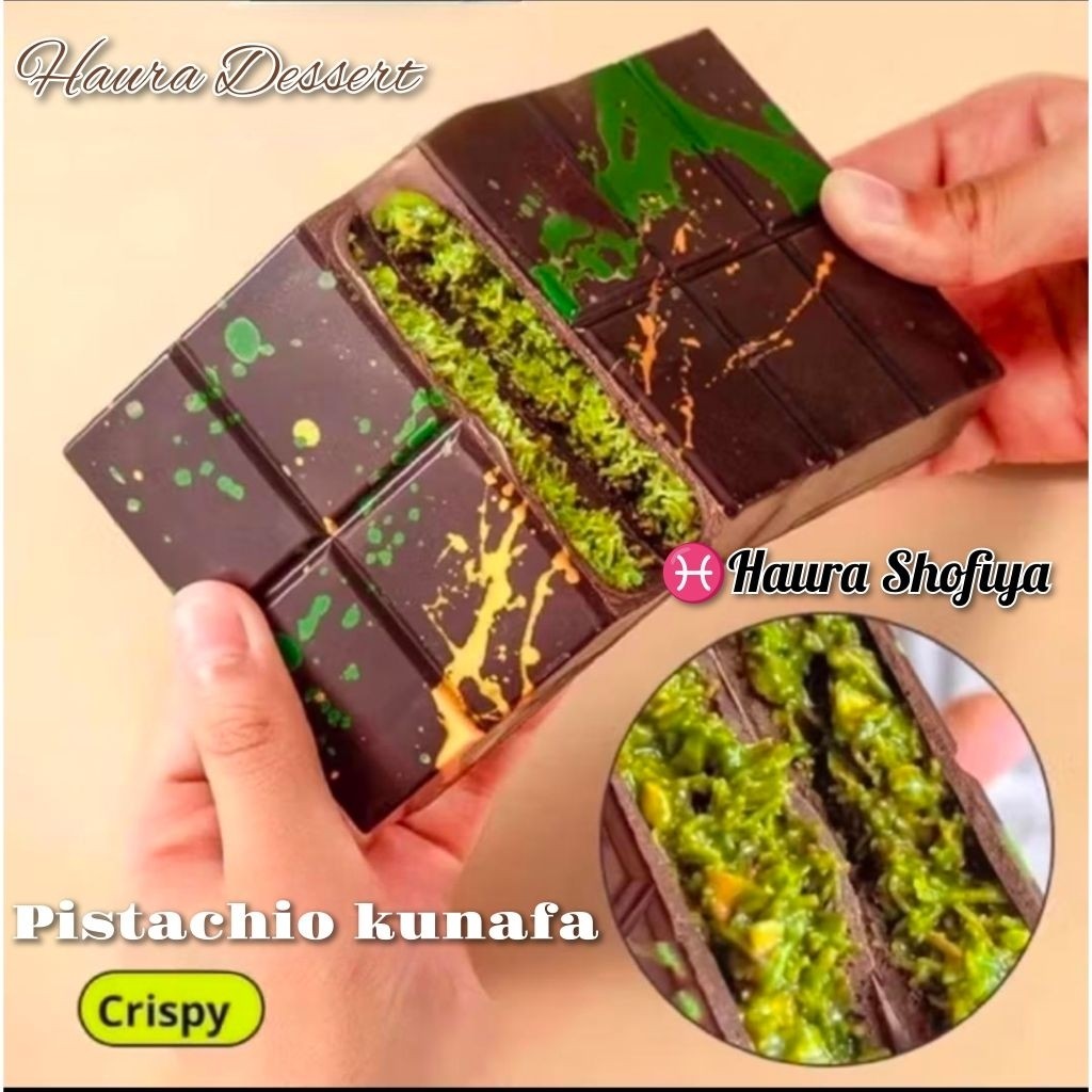 

Mekar_raya (100% Halal) Chocolate Dubai Original Crispy PISTACHIO KUNAFA Coklat Viral Berat ±270 gr Cemilan Cokelat
