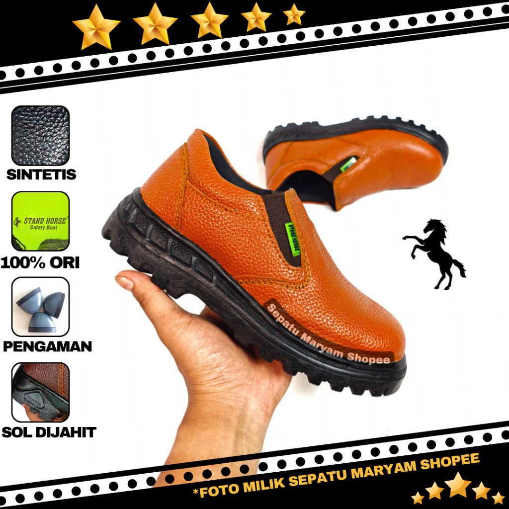 Promo SEPATU Pria SAFETY Murah Safety Shoes Pendek Tanpa Tali Low Boot STAND HORSE Sepatu Septi Ujun
