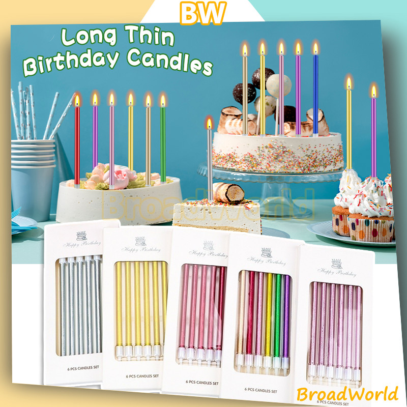 BW Lilin Panjang Metalik Kotak / Lilin Ulang Tahun Panjang Metalik / Lilin Ultah Metalik