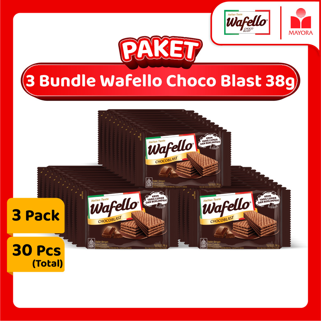 

Paket 3 Bundle Wafer Wafello Choco Blast 38 Gram