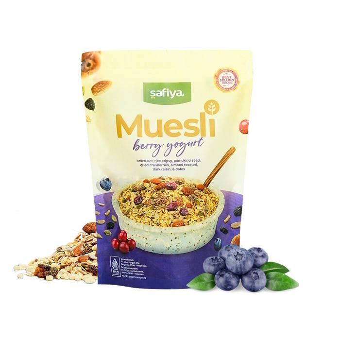 

[TERLARIS] Safiya Muesli Berry Yogurt 1 Kg Sereal Oatmeal With Almond Sarapan Premium - 1 Kg[TERLARIS ]