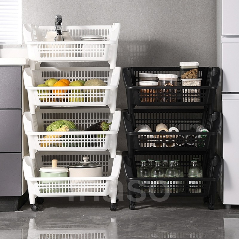 

Inaso Rak Penyimpanan Serbaguna Rak Dapur Rak Toilet Rak Plastik Susun Dengan Roda HRK523