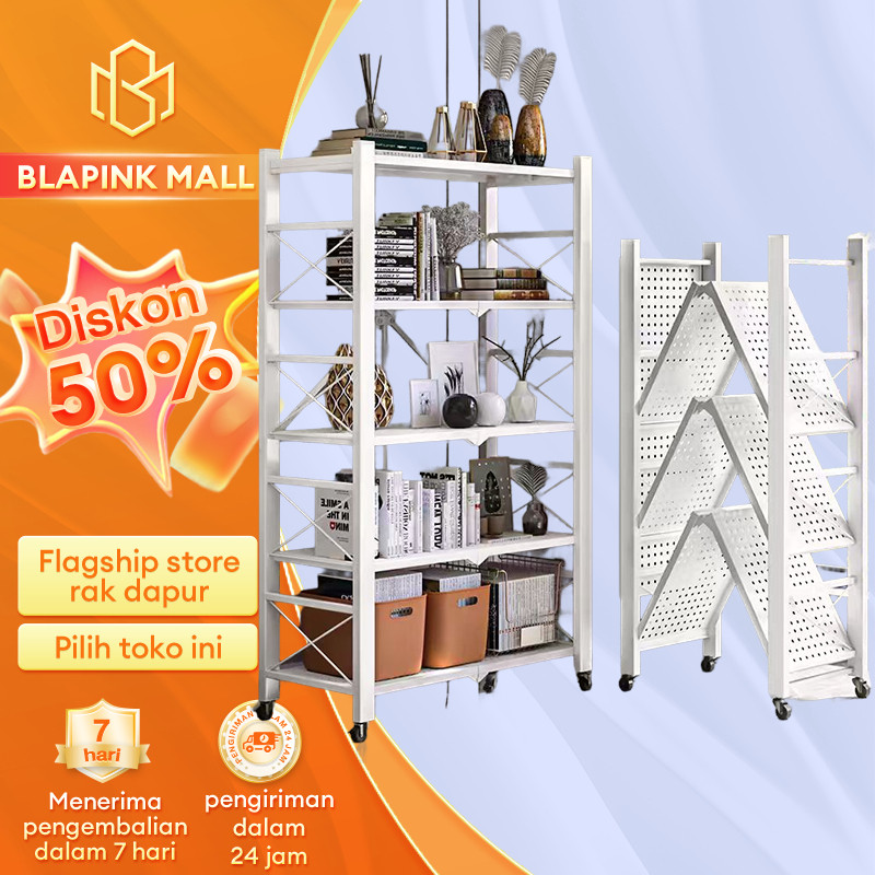 

[ Tidak Ada Instalasi ]Rak susun besi Rak Dapur Lipat Serbaguna Tanpa Mur Baut 3 4 5 Susun Stainless Steel