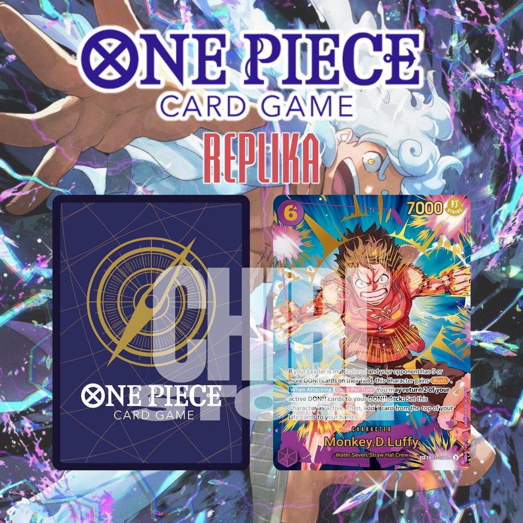 Kartu TCG One Piece Monkey.D.Luffy EB02-061 SP SEC Alternate Art REPLIKA HOLOGRAM